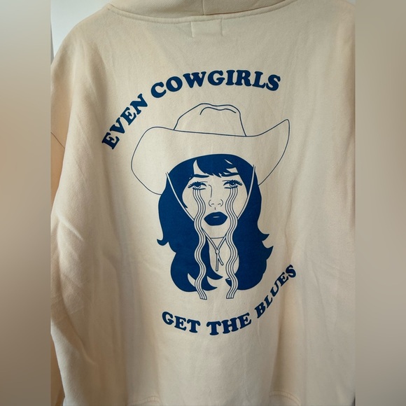 Communal Cowboy Set - Cream ‘Even Cowgirls Get The Blues’ Hoodie & Sweatpant - Picture 3 of 12